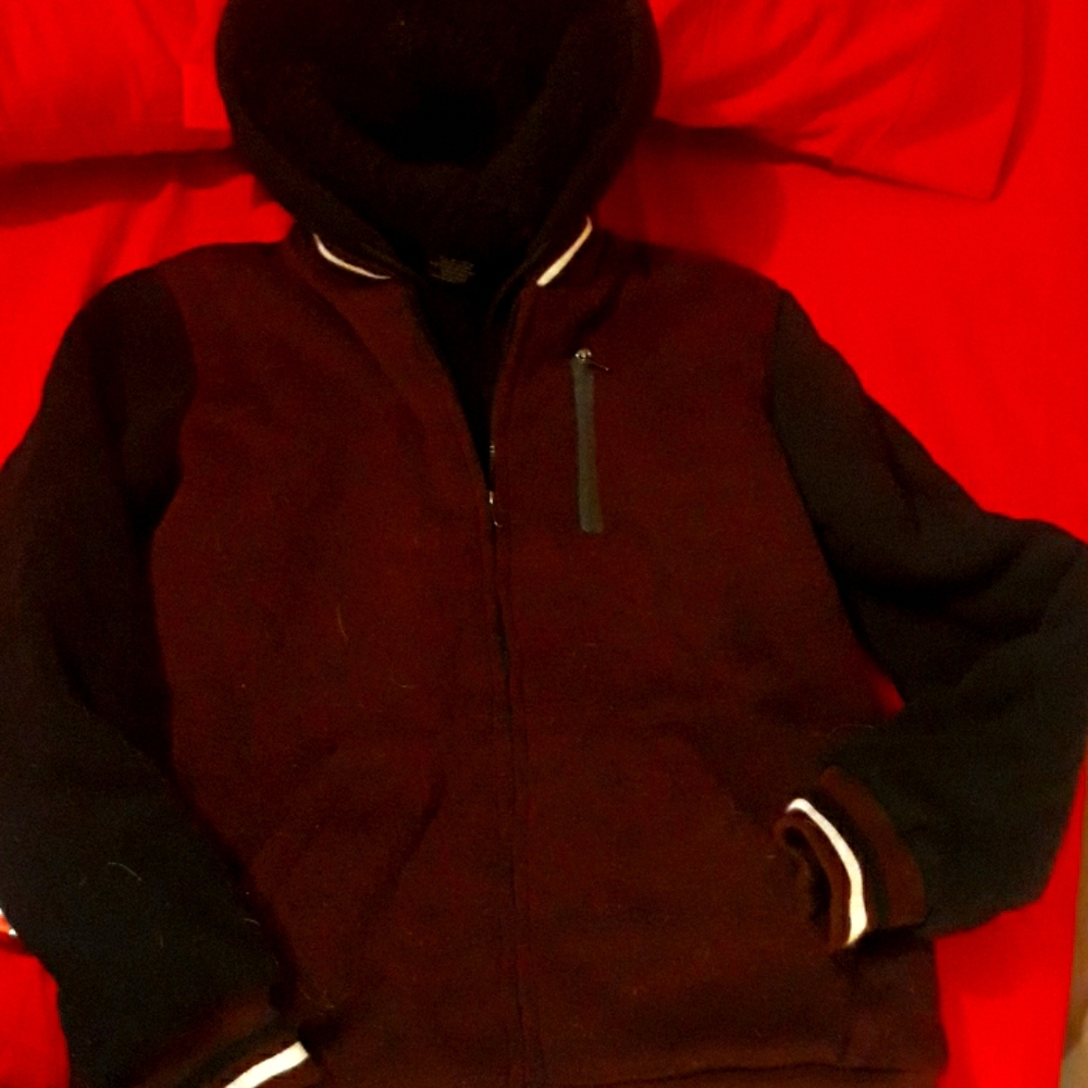 Sherpa lined academy style zip up hoodie